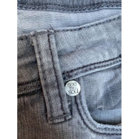 See Thru Soul “I Am Marilyn” Skinny Gray Stretch Denim Jeans Size 18 W38 L31 - Picture 8 of 11